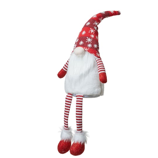 Glitzhome&#xAE; 28&#x22; Fabric Christmas Gnome Shelf Sitter with Dangling Legs